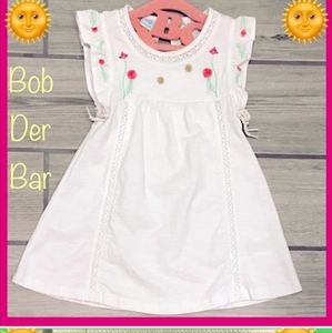 BOB der Bär WHITE FLUTTER SLEEVE EYELET TRIM DRESS